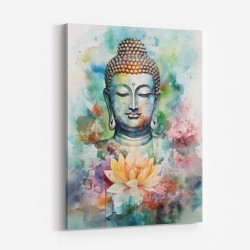 Buddha With a Lotus Flower Water Color 2 Wall Art