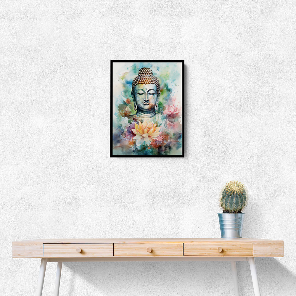Buddha With a Lotus Flower Water Color 2 Wall Art