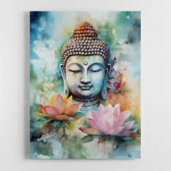 Buddha With a Lotus Flower Water Color 3 Wall Art