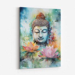 Buddha With a Lotus Flower Water Color 3 Wall Art