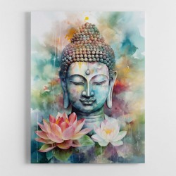 Buddha With a Lotus Flower Water Color 4 Wall Art