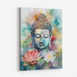 Buddha With a Lotus Flower Water Color 4 Wall Art