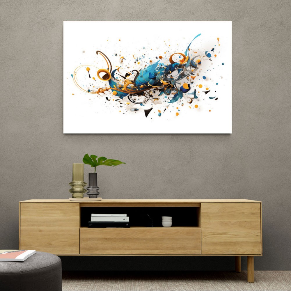 Abstract Blues Calligraphy Wall Art