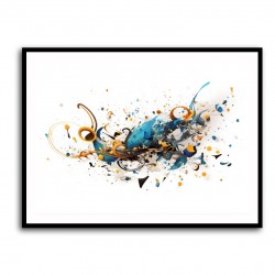 Abstract Blues Calligraphy Wall Art