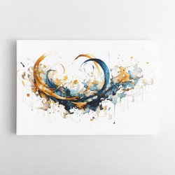 Abstract Blue and Golds Calligraphy Wall Art