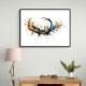 Abstract Blue and Golds Calligraphy Wall Art