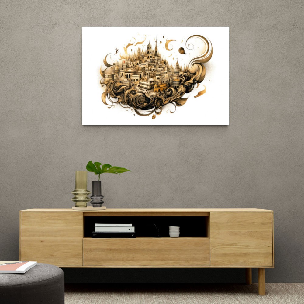 Abstract Calligraphy Buildings Wall Art Abstract Calligraphy Buildings Wall Art