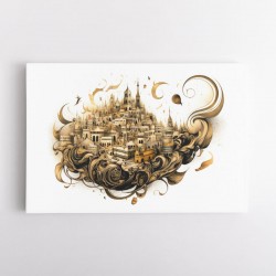 Abstract Calligraphy Buildings Wall Art