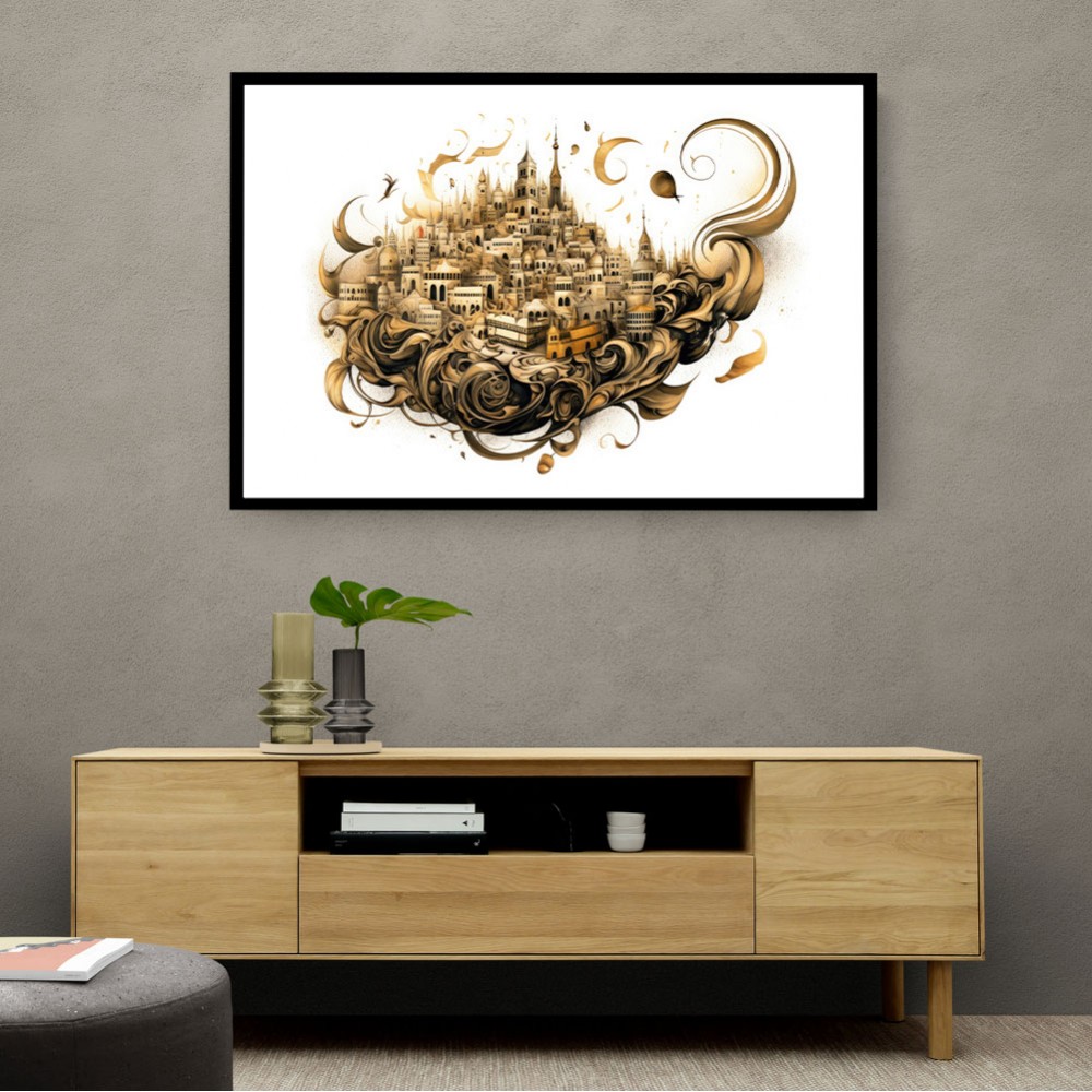 Abstract Calligraphy Buildings Wall Art Abstract Calligraphy Buildings Wall Art