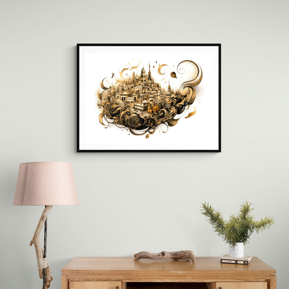 Abstract Calligraphy Buildings Wall Art Abstract Calligraphy Buildings Wall Art