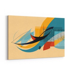 Modern Arabic Calligraphy Abstract – Teal, Gold & Red Geometric Flow Wall Art