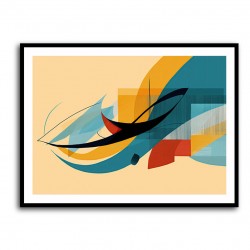 Modern Arabic Calligraphy Abstract – Teal, Gold & Red Geometric Flow Wall Art