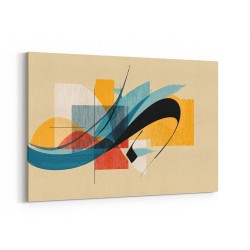 Modern Arabic Calligraphy Abstract – Teal, Gold & Red Geometric Flow 2 Wall Art
