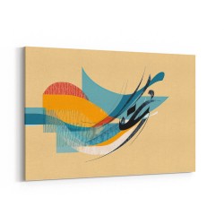 Modern Arabic Calligraphy Abstract – Teal, Gold & Red Geometric Flow 3