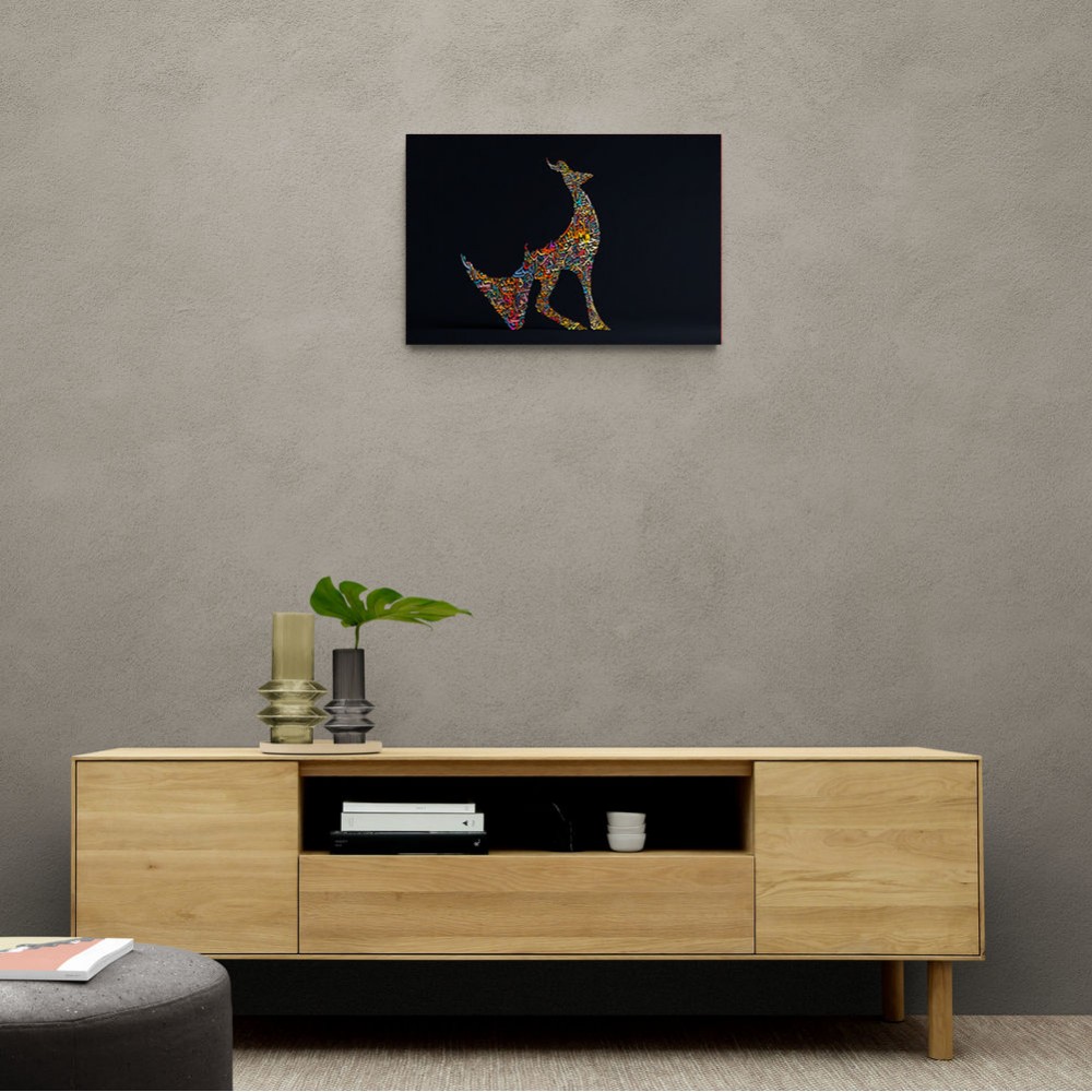 Abstract Style Arabian Gazelle Calligraphy Colourful Wall Art 