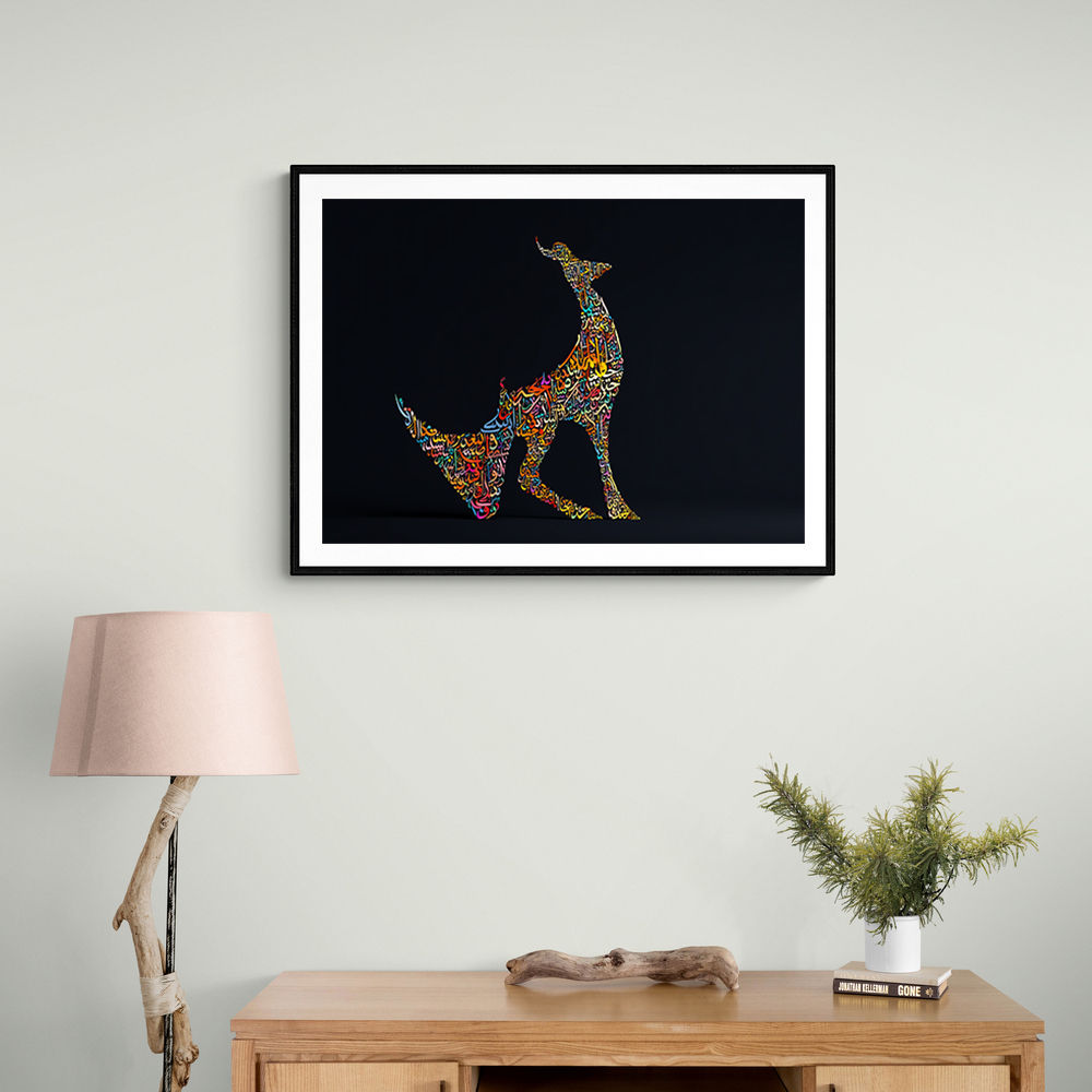 Abstract Style Arabian Gazelle Calligraphy Colourful Wall Art 