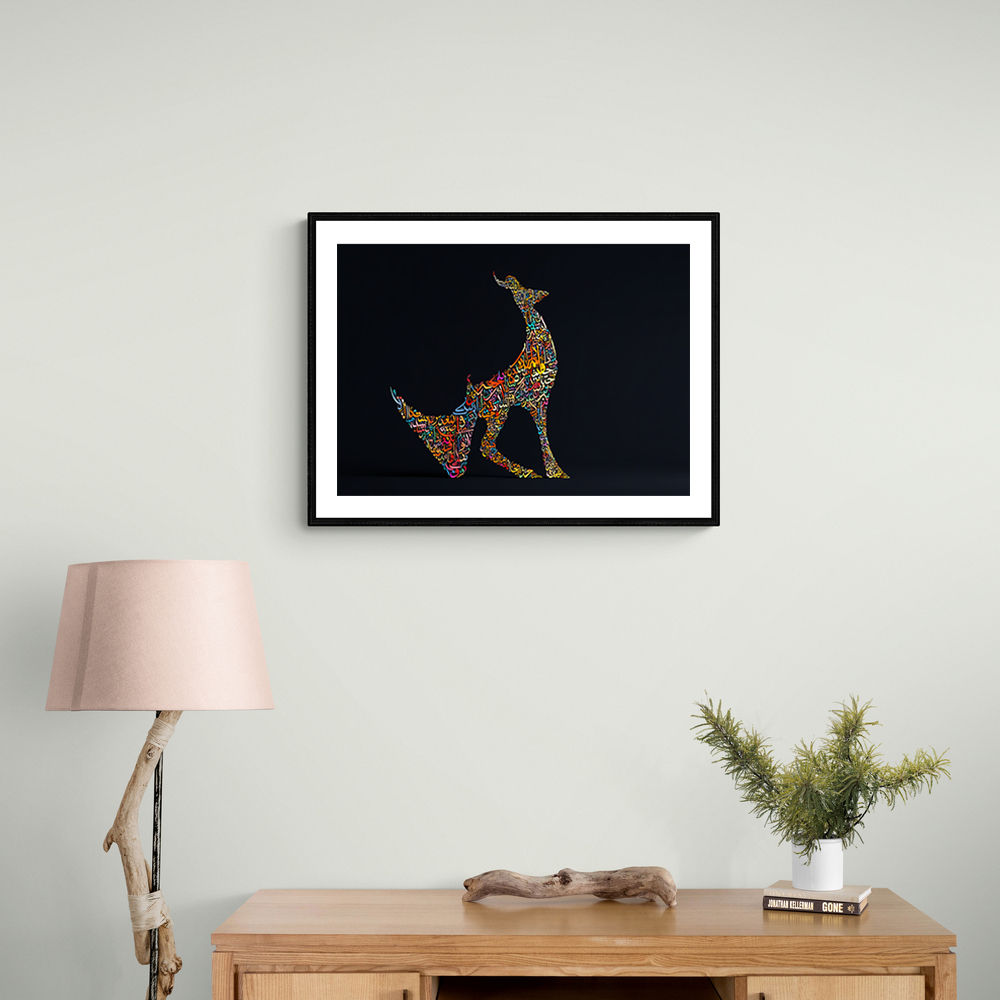 Abstract Style Arabian Gazelle Calligraphy Colourful Wall Art 