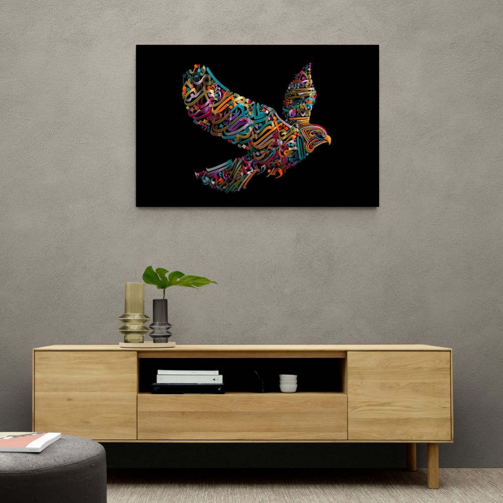 Abstract style Falcon Colourful Arabic calligraphy art 1