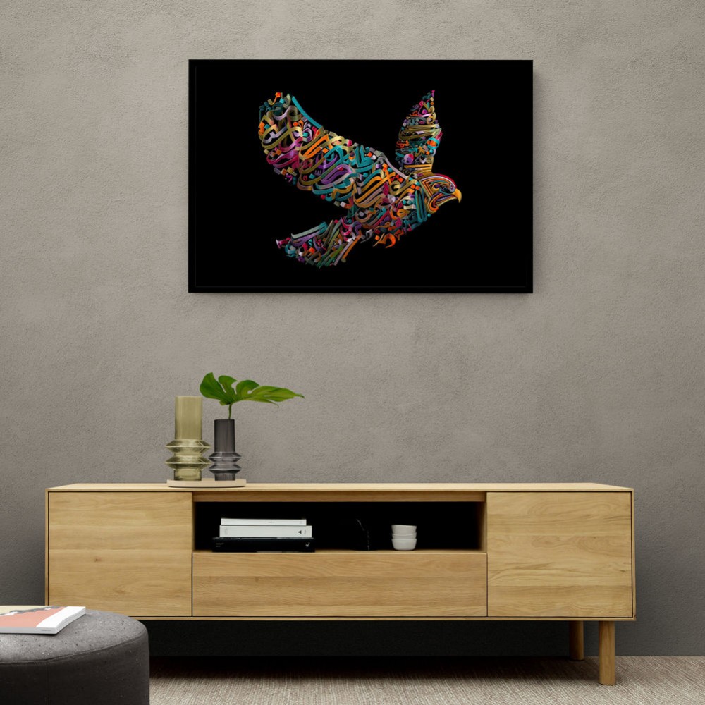 Abstract style Falcon Colourful Arabic calligraphy art 1