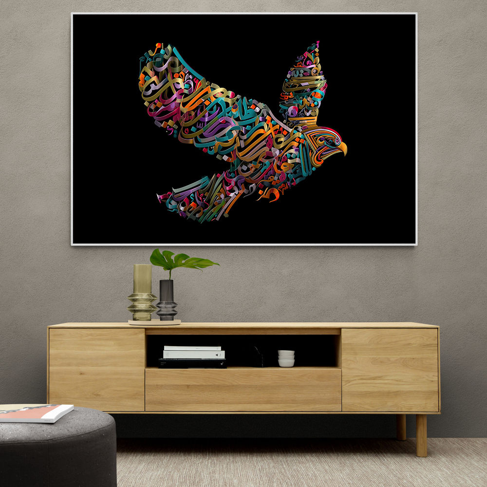 Abstract style Falcon Colourful Arabic calligraphy art 1
