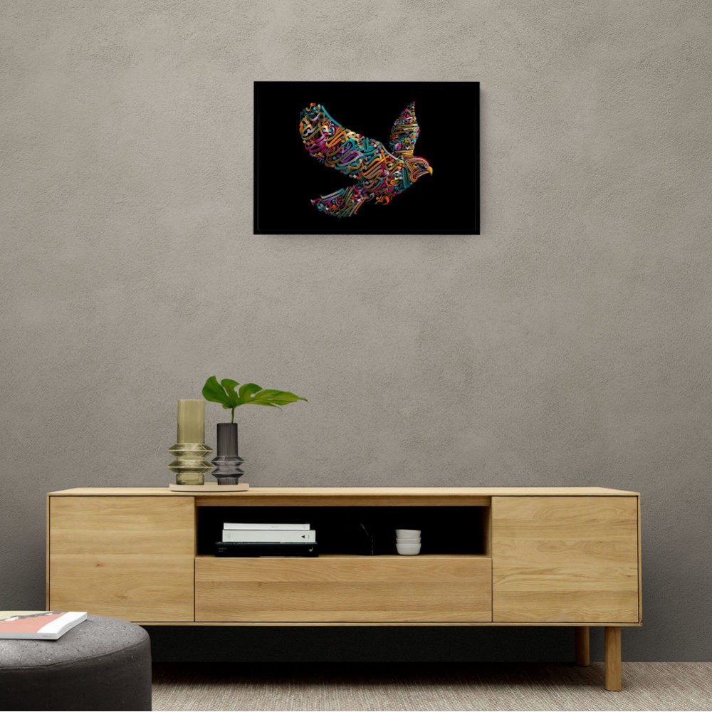 Abstract style Falcon Colourful Arabic calligraphy art 1