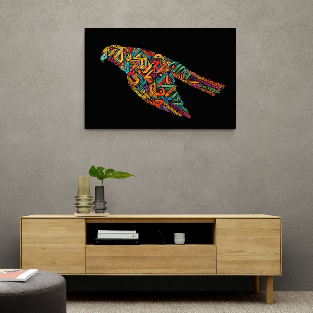 Abstract style Falcon Colourful Arabic calligraphy art 2 Abstract style Falcon Colourful Arabic calligraphy art 2
