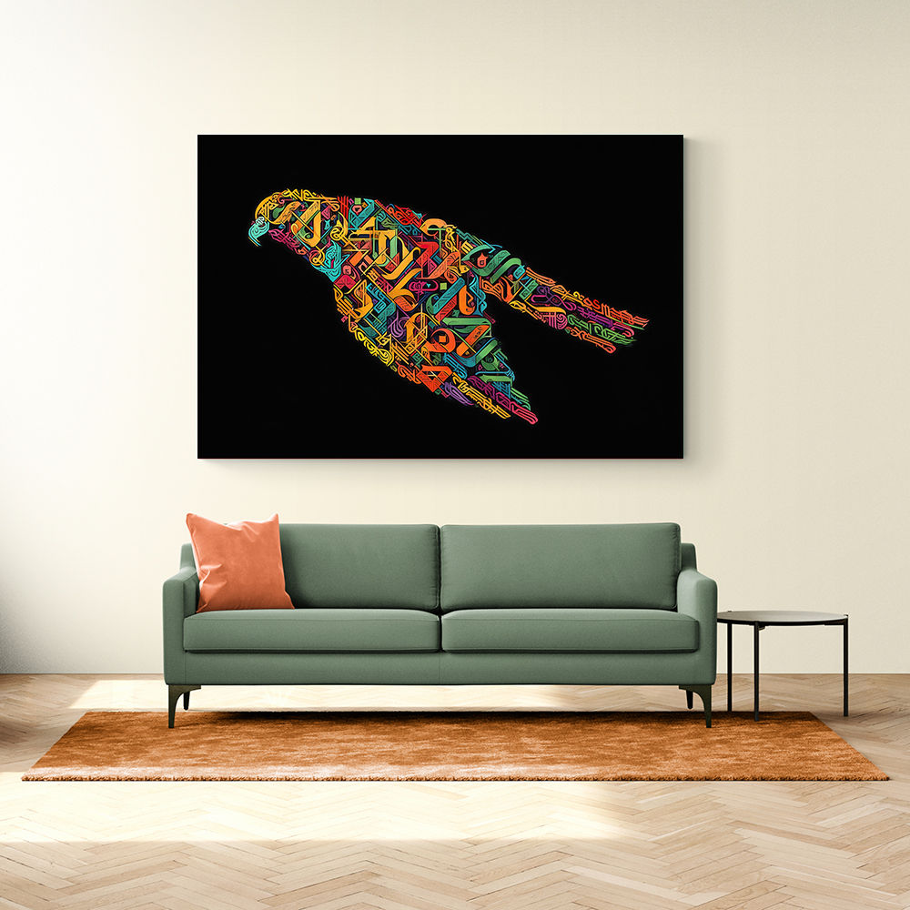 Abstract style Falcon Colourful Arabic calligraphy art 2 Abstract style Falcon Colourful Arabic calligraphy art 2