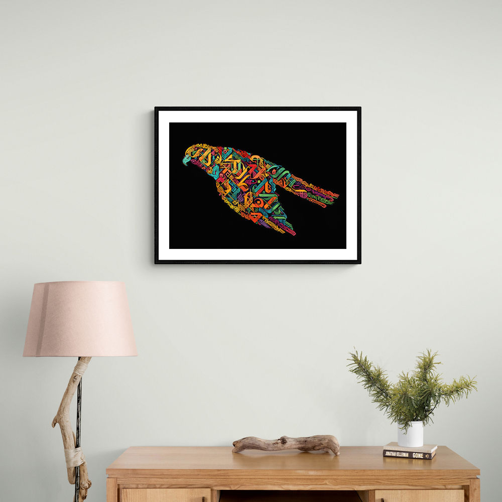Abstract style Falcon Colourful Arabic calligraphy art 2 Abstract style Falcon Colourful Arabic calligraphy art 2