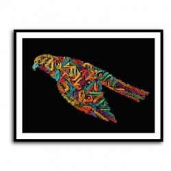 Abstract style Falcon Colourful Arabic calligraphy art 2