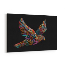Abstract style Falcon Colourful Arabic calligraphy art
