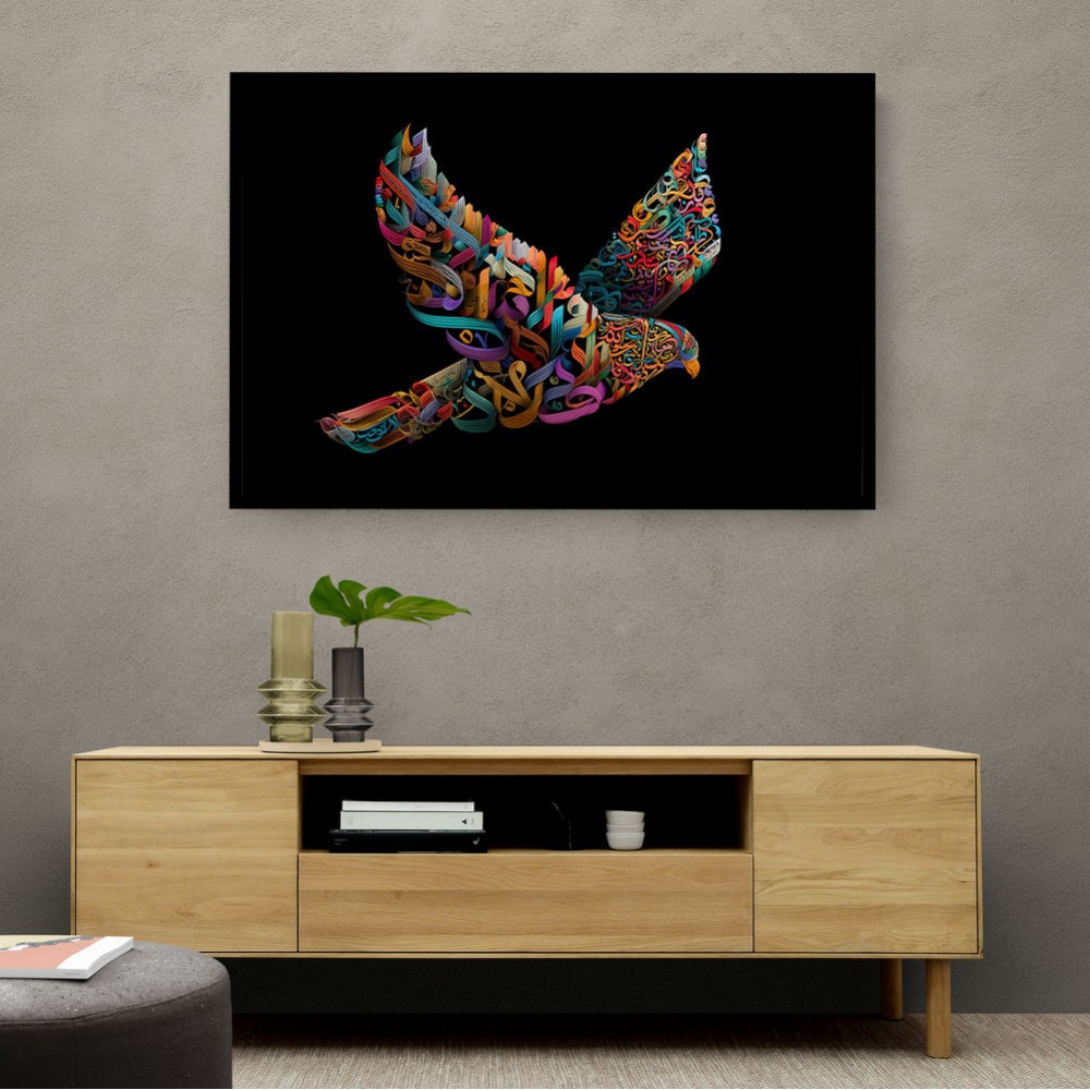 Abstract style Falcon Colourful Arabic calligraphy art Abstract style Falcon Colourful Arabic calligraphy art