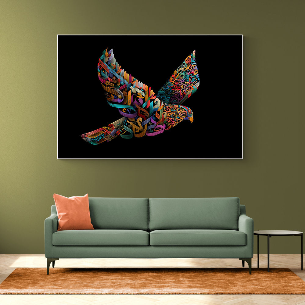 Abstract style Falcon Colourful Arabic calligraphy art Abstract style Falcon Colourful Arabic calligraphy art
