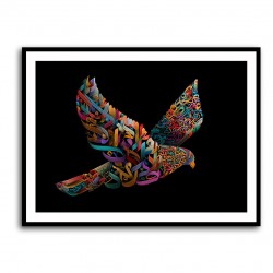 Abstract style Falcon Colourful Arabic calligraphy art