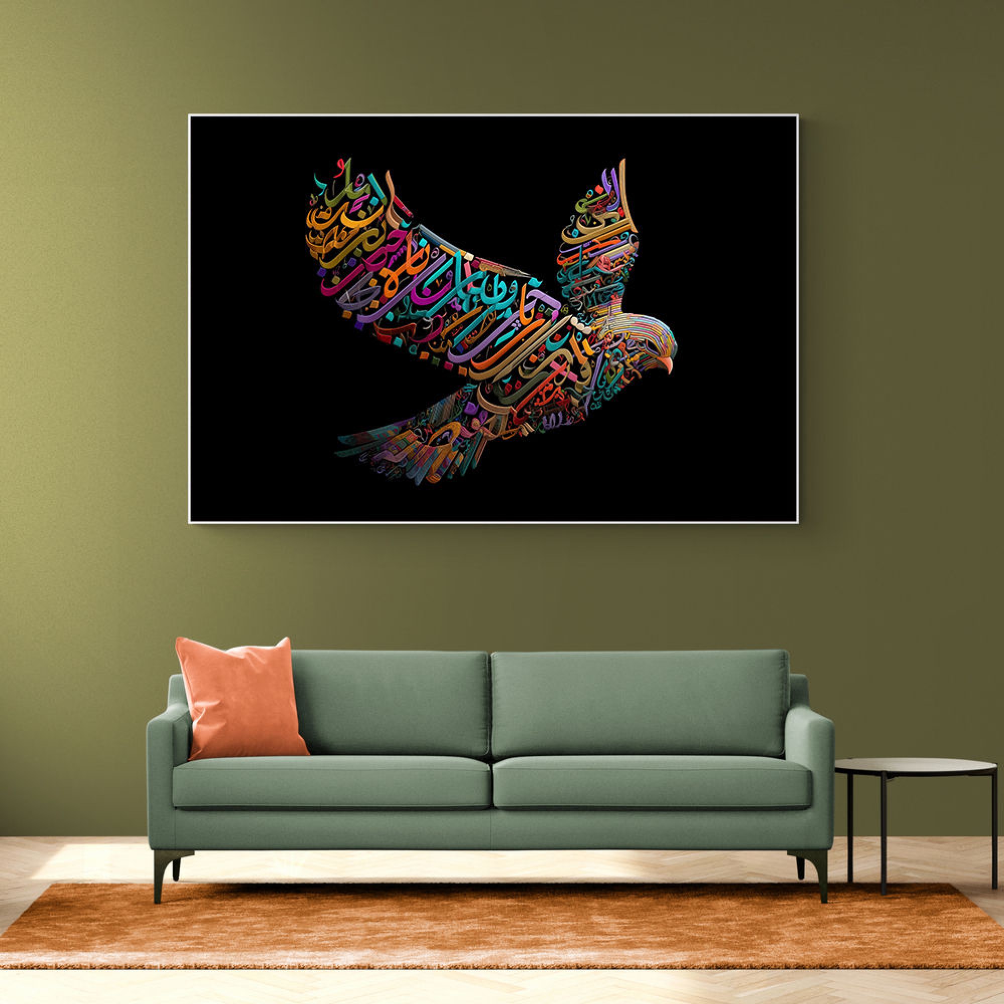 Abstract style Falcon Colourful Arabic calligraphy art 3