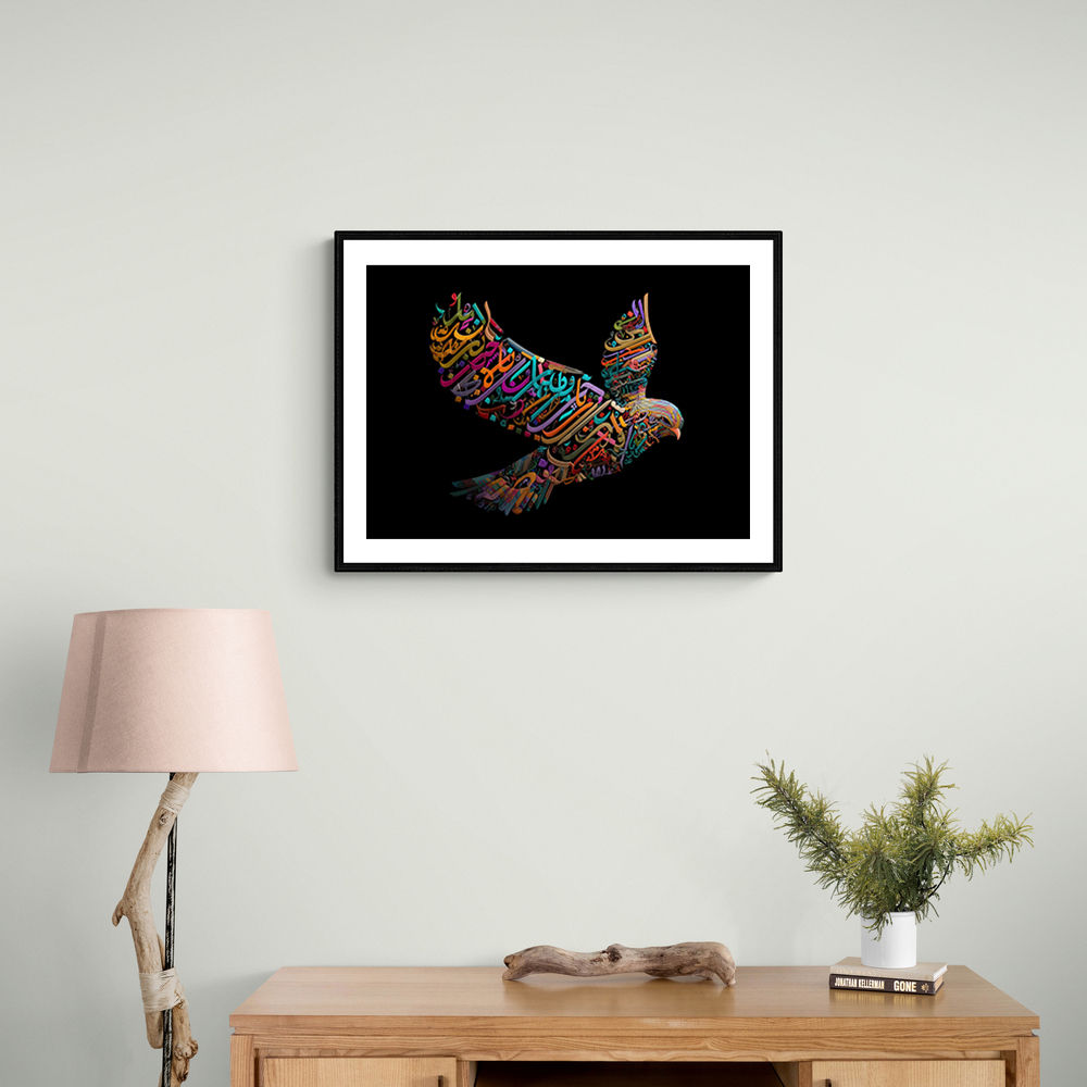 Abstract style Falcon Colourful Arabic calligraphy art 3 Abstract style Falcon Colourful Arabic calligraphy art 3