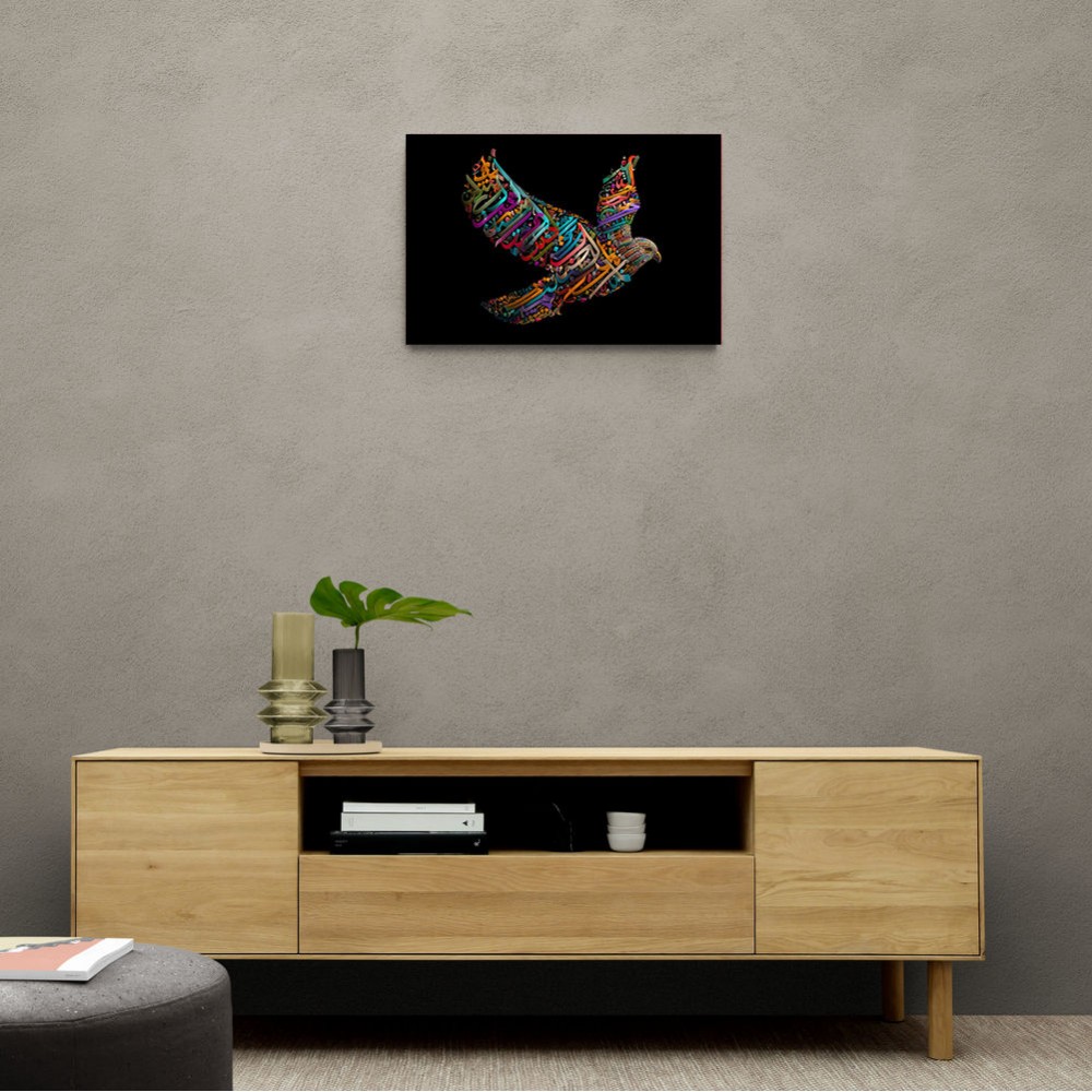 Abstract style Falcon Colourful Arabic calligraphy wall art 3 Abstract style Falcon Colourful Arabic calligraphy wall art 3