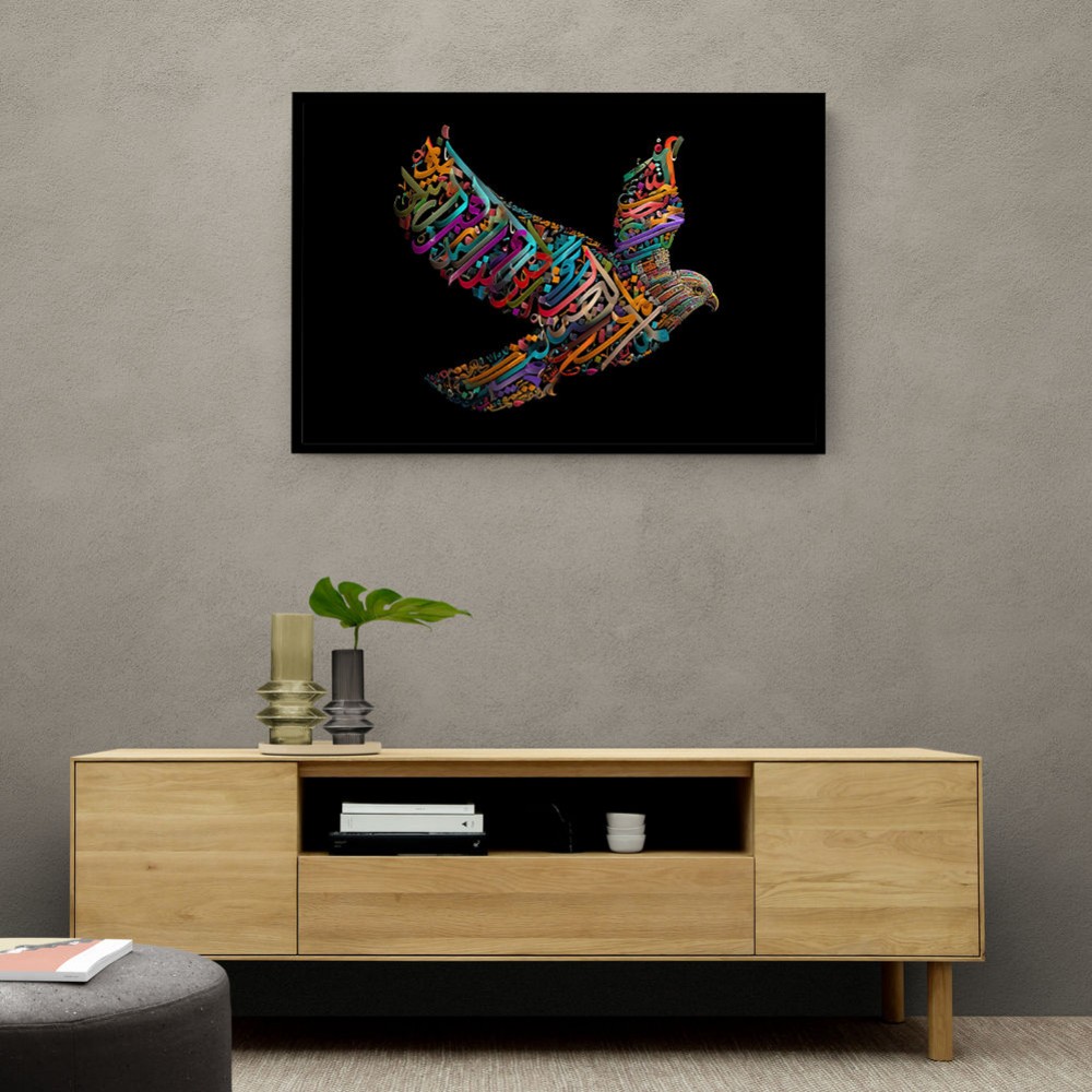 Abstract style Falcon Colourful Arabic calligraphy wall art 3 Abstract style Falcon Colourful Arabic calligraphy wall art 3
