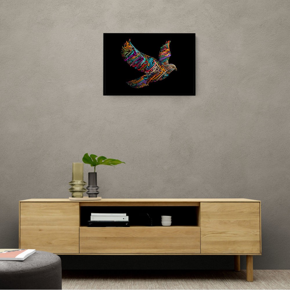 Abstract style Falcon Colourful Arabic calligraphy wall art 3 Abstract style Falcon Colourful Arabic calligraphy wall art 3