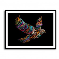 Abstract style Falcon Colourful Arabic calligraphy wall art 3