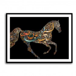 Horse Calligraphy Art Colourful 