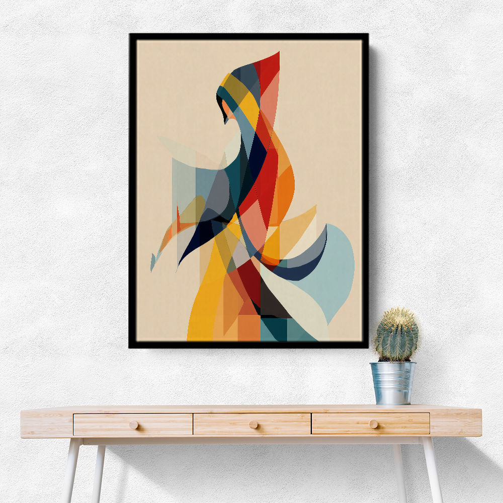 Abstract style calligraphy Woman-Shape 3 Wall Art