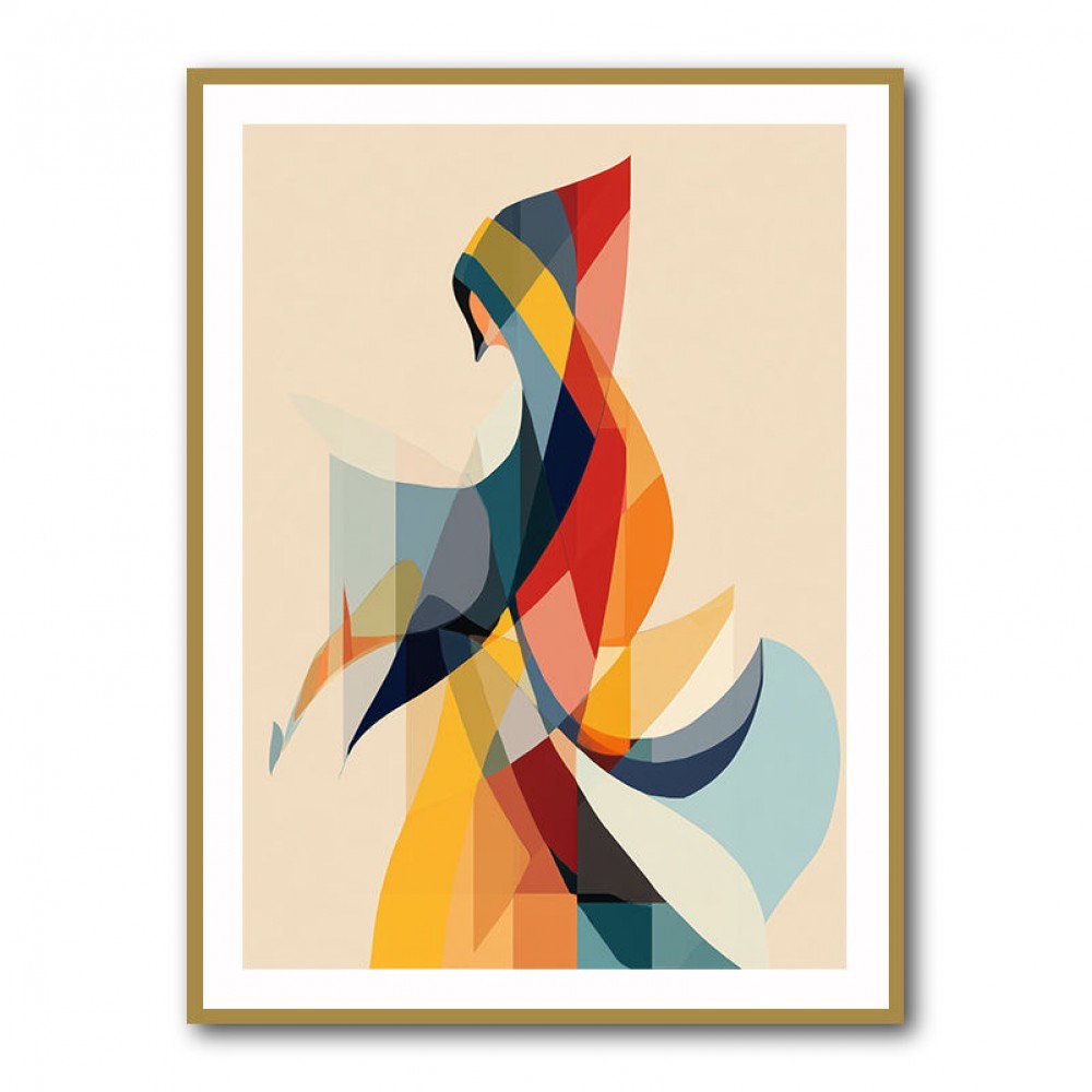 Abstract style calligraphy Woman-Shape 3 Wall Art