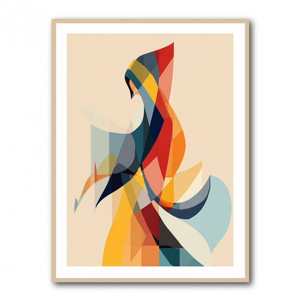 Abstract style calligraphy Woman-Shape 3 Wall Art