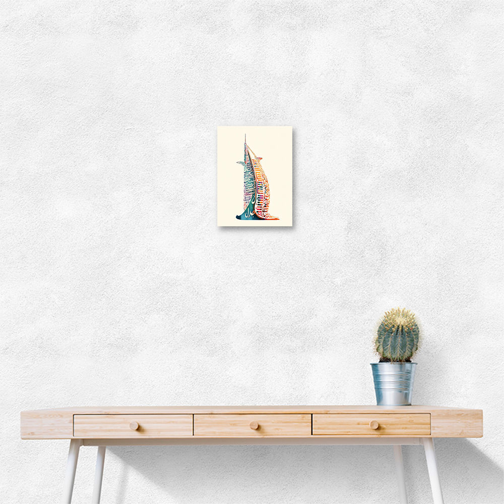 Burj Al Arab In Arabic Calligraphy Style Wall Art 3