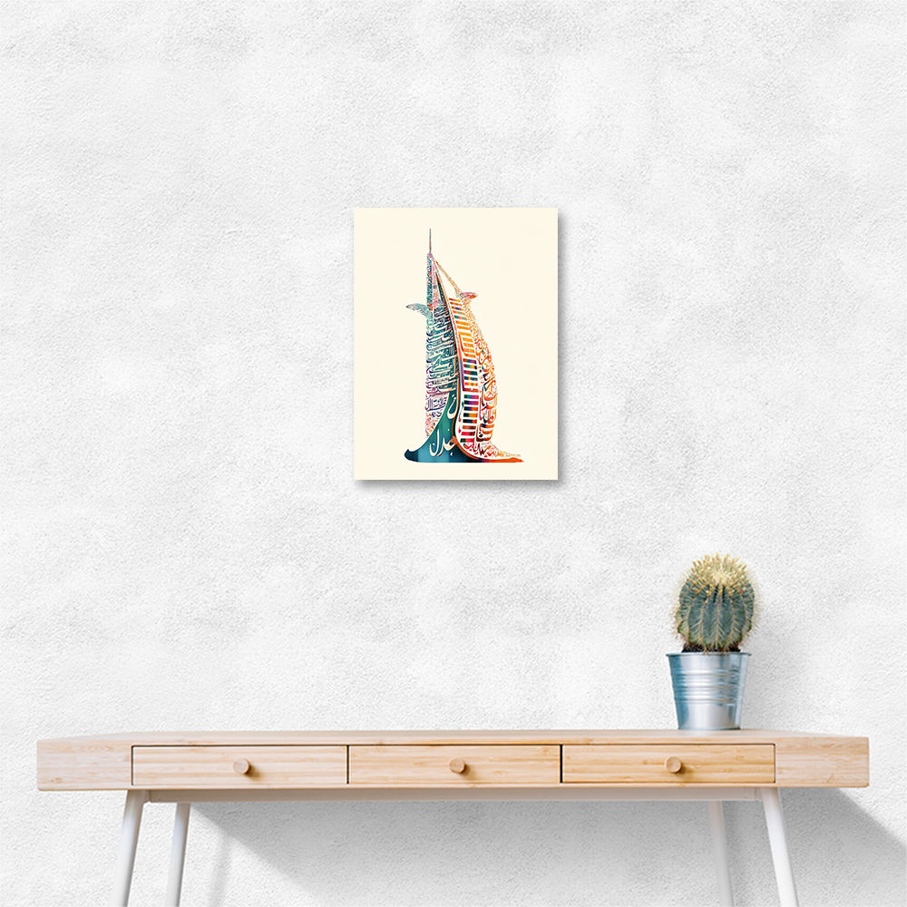 Burj Al Arab In Arabic Calligraphy Style Wall Art 3