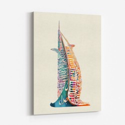 Burj Al Arab In Arabic Calligraphy Style Wall Art 3