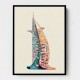 Burj Al Arab In Arabic Calligraphy Style Wall Art 3