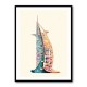 Burj Al Arab In Arabic Calligraphy Style Wall Art 3
