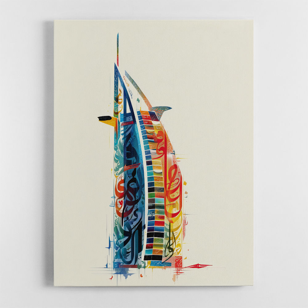 Burj Al Arab In Arabic Calligraphy Style Wall Art 5 Burj Al Arab In Arabic Calligraphy Style Wall Art 5