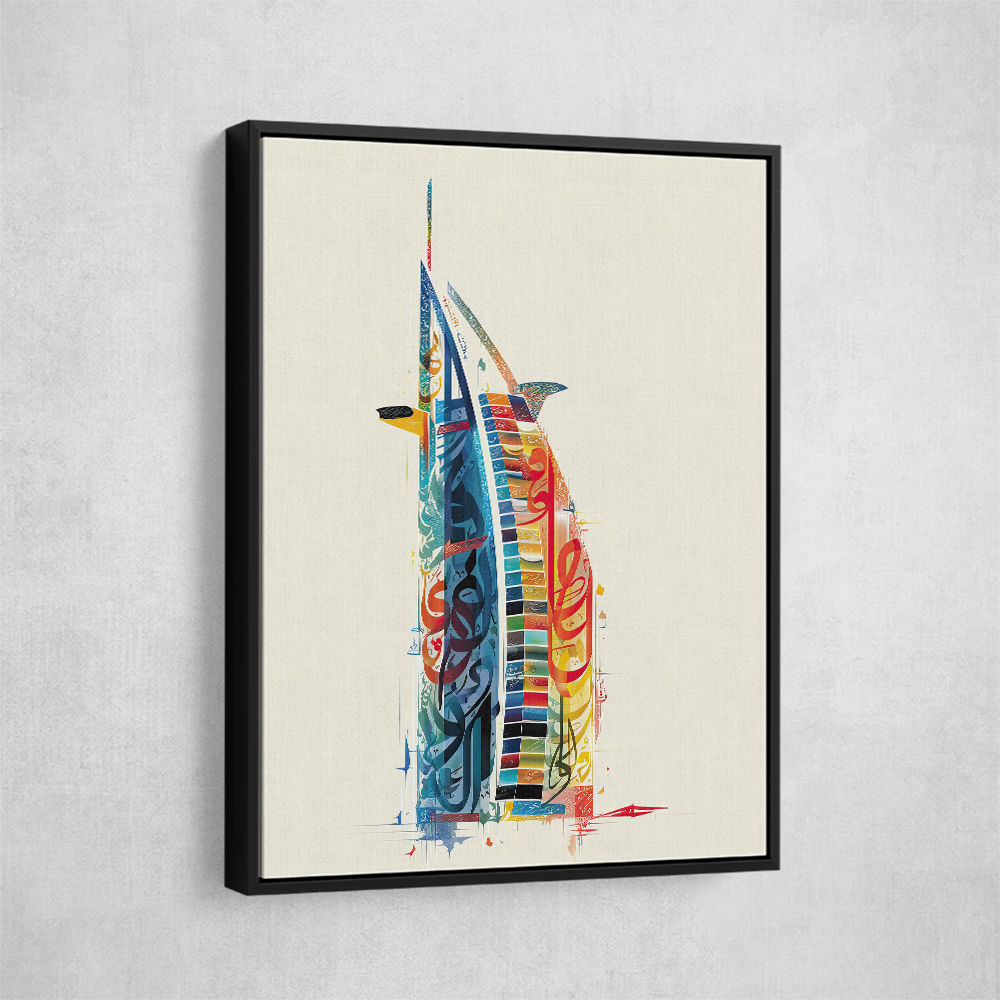 Burj Al Arab In Arabic Calligraphy Style Wall Art 5 Burj Al Arab In Arabic Calligraphy Style Wall Art 5